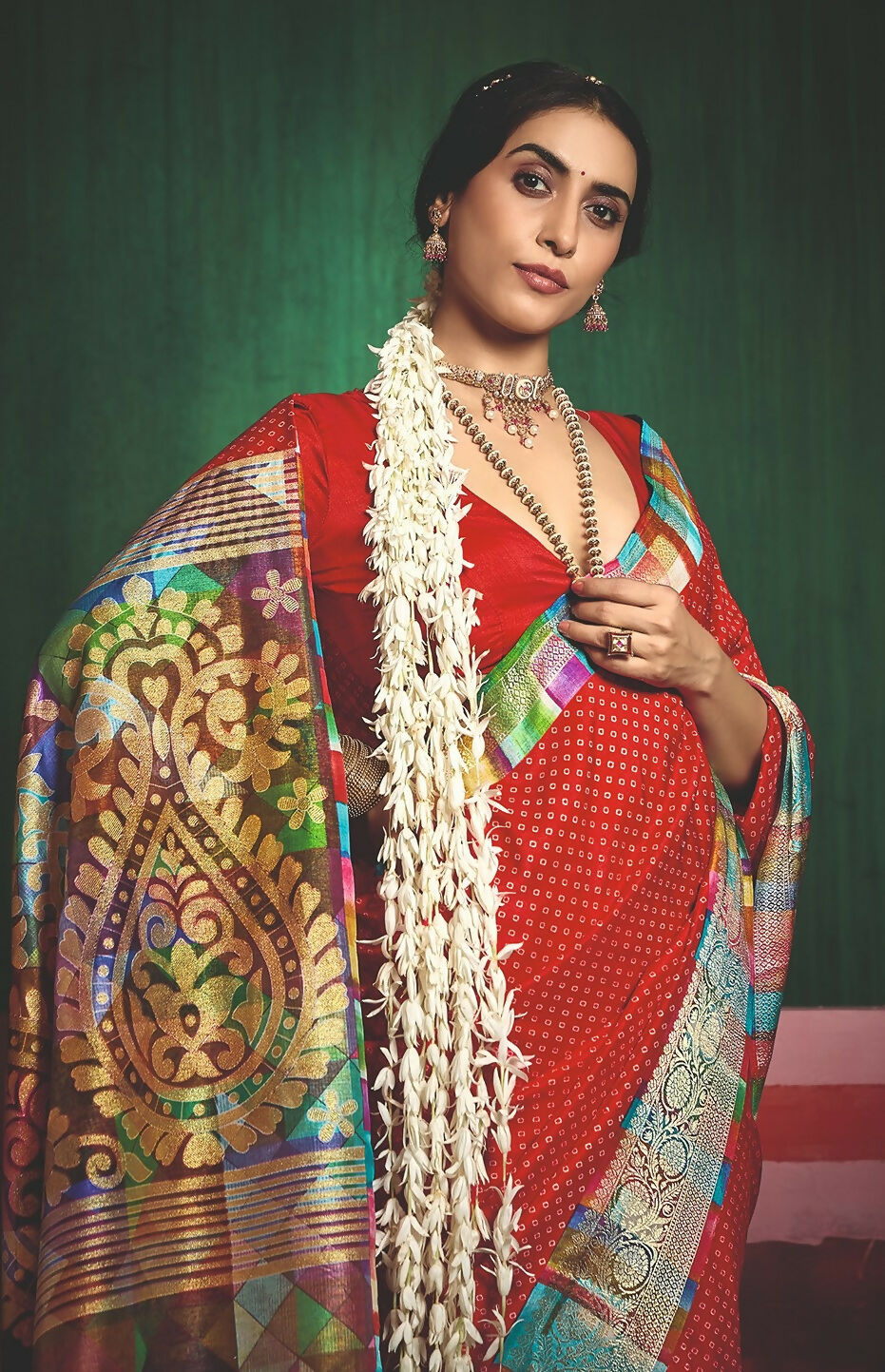 Joban Fashion Tushar Silk Red Colored With Zari Border Red Designer Pallu Saree | Grocsy