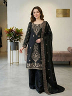 Teeya Creation Black Color Gimmychu Silk Embroidery Work Wedding Wear Salwar Suit | Grocsy