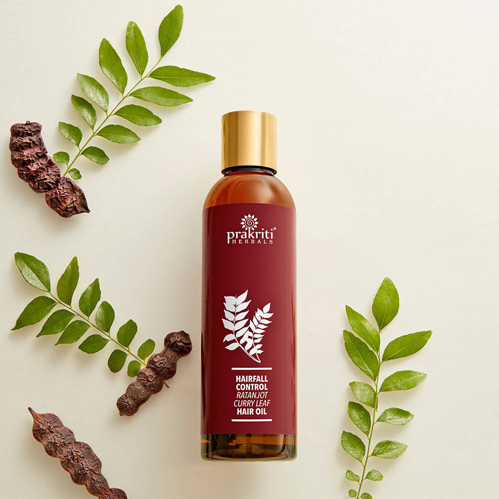 Prakriti Herbals Hairfall Control Ratanjot Curry Leaf Hair Oil | Grocsy
