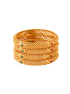 NVR Women's Set of 4 Gold-Polished Traditional Bangles | Grocsy