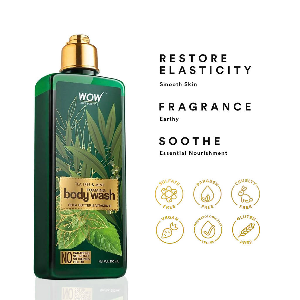 Wow Skin Science Tea Tree & Mint Foaming Body Wash | Grocsy
