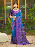 Shree Shyam Fashion Blue Soft Silk Saree | Grocsy