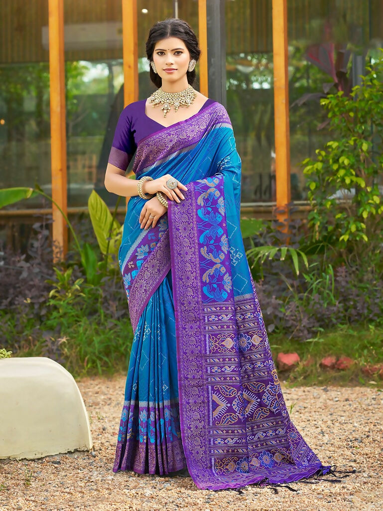 Shree Shyam Fashion Blue Soft Silk Saree | Grocsy