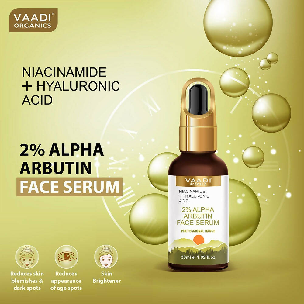 Vaadi Herbals 2% Alpha Arbutin Face Serum With Niacinamide & Hyaluronic Acid | Grocsy