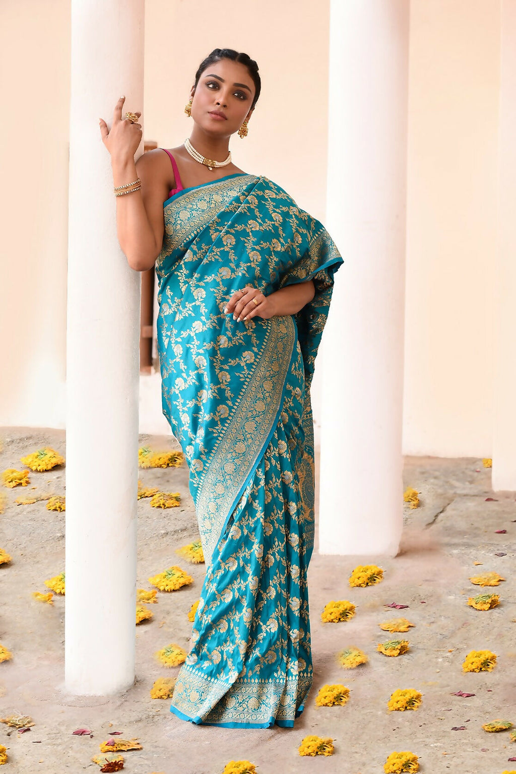 Joban Fashion Aqua Soft Pure Handloom Banarasi Silk Saree | Grocsy