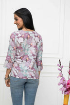 Myshka Women Multi-Floral V-Neck Regular Sleeves Viscose Rayon Top | Grocsy