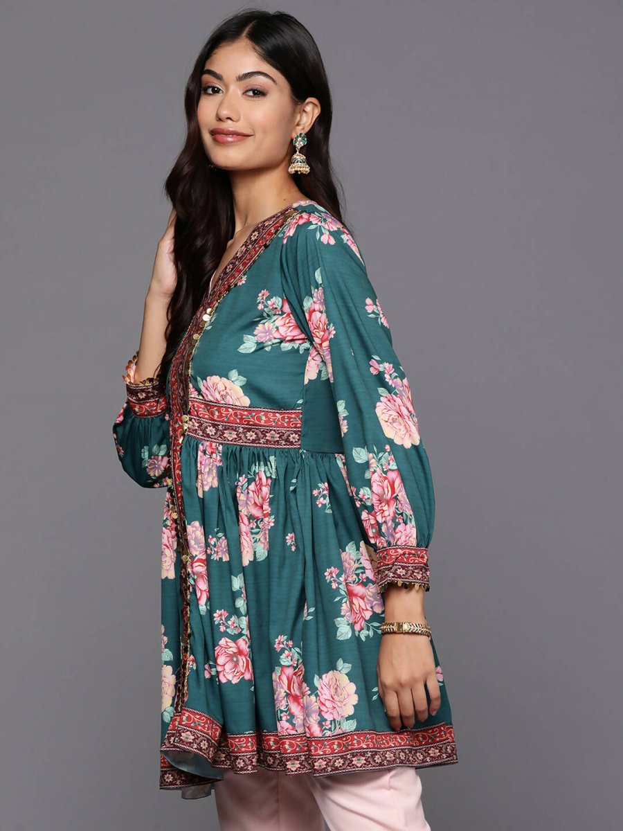 Ahalyaa Women's Traditional wear Tunic - Green | Grocsy