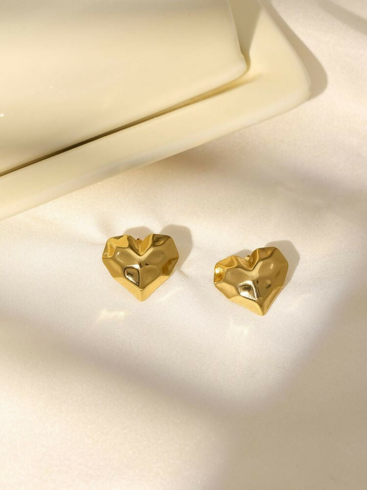 Golden Heart Studs - Ruby Raang | Grocsy