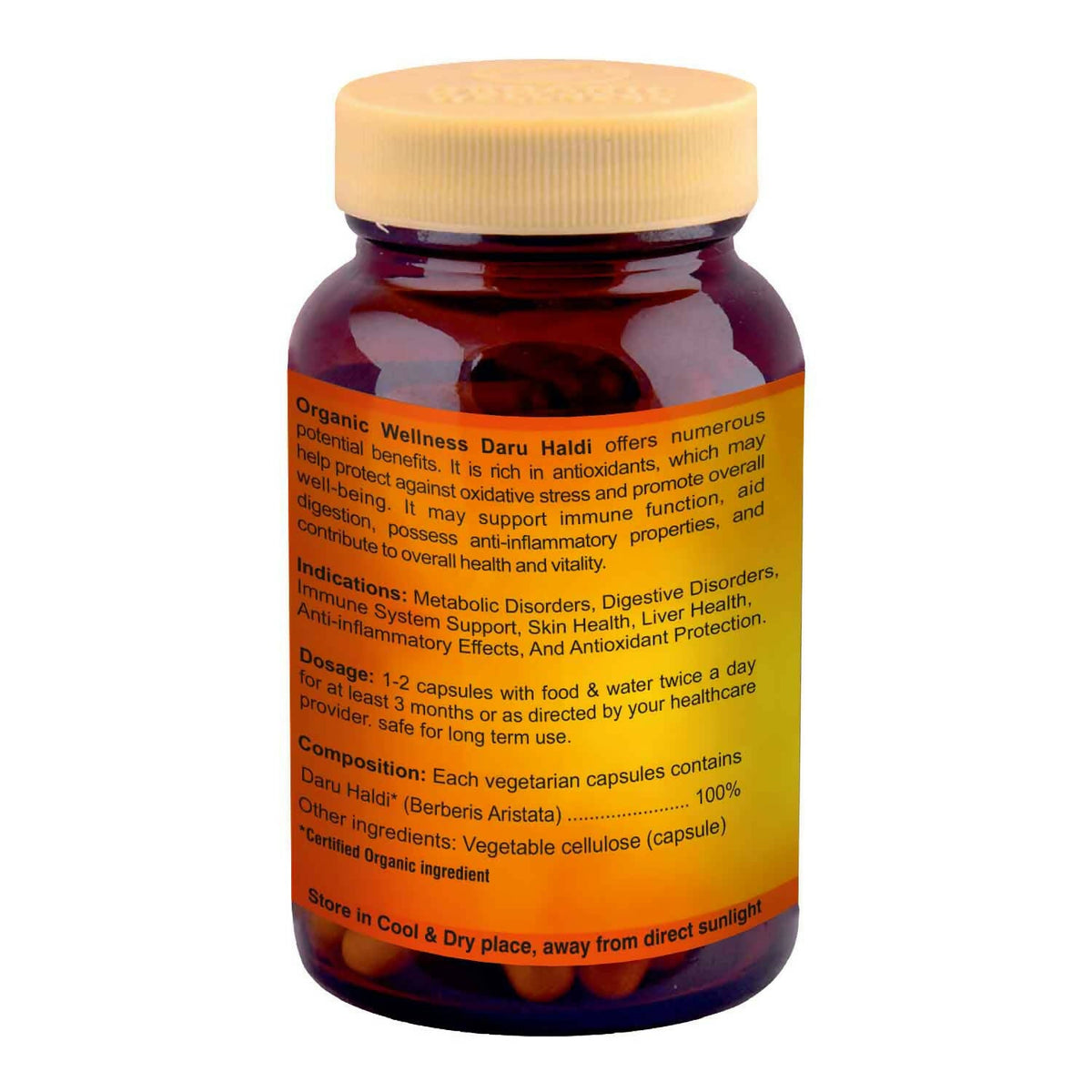 Organic Wellness Daru Haldi Vegetarian Capsules | Grocsy
