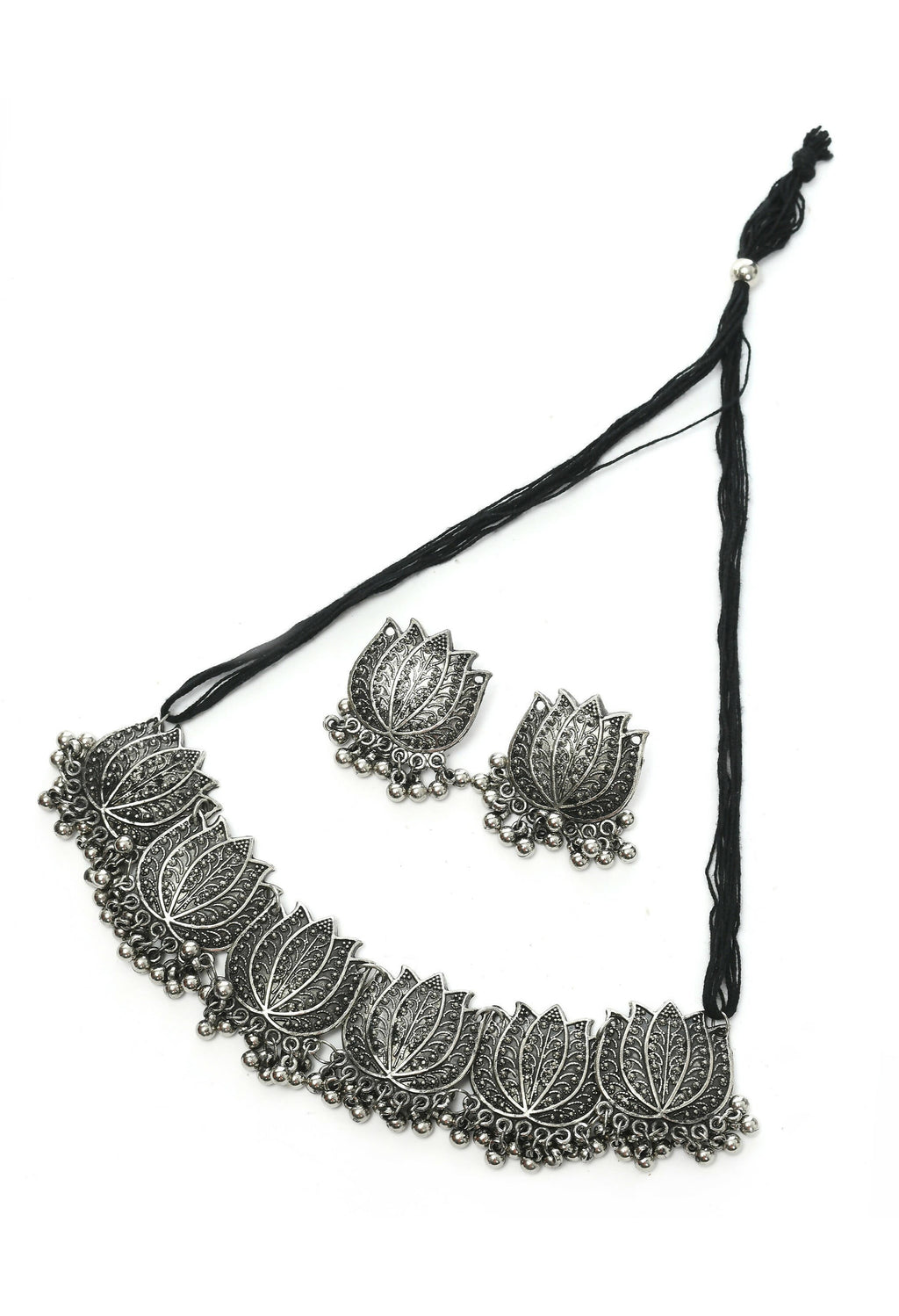 Mominos Fashion Johar Kamal Silver-Plated Brass Finish Lotus Design Choker For Women | Grocsy