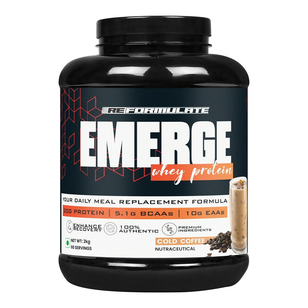 Reformulate Emerge I Whey Protein I Your Daily Meal Replacement Formula I 20 G I Protein I 5.1 G Bcaa's I 10 G Eaa's - Cold Coffee | Grocsy