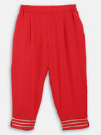 Ahalyaa Red Georgette Ruffel Kids Top With Bottom For Girls | Grocsy