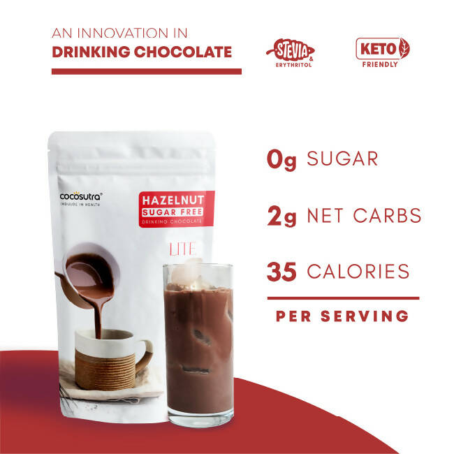 Cocosutra Lite - Hazelnut Sugar Free Drinking Chocolate Mix | Grocsy
