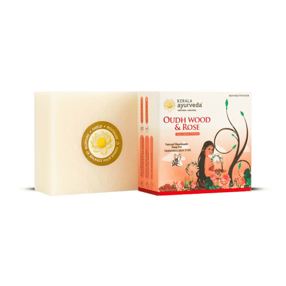 Kerala Ayurveda Natural Handmade Oudh Wood & Rose Soap | Grocsy