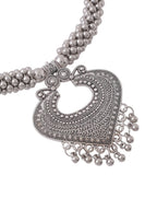 NVR Women Silver Toned Oxidised Jewellery Set | Grocsy