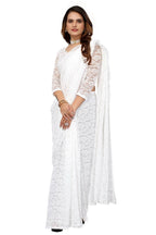 Vamika White Pearls Net Saree | Grocsy