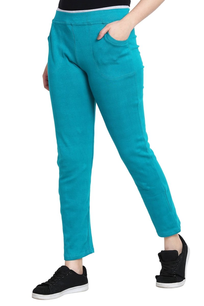 Asmaani Turquoise color Hosiery Lower with Two Side Pockets. | Grocsy
