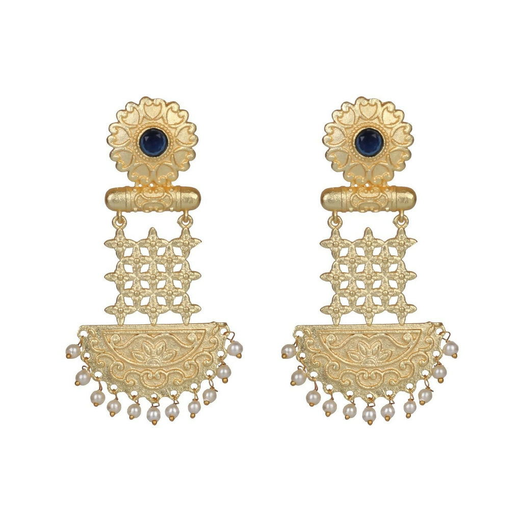 Joban Fashion Women Matte Gold Brass Earrings | Grocsy