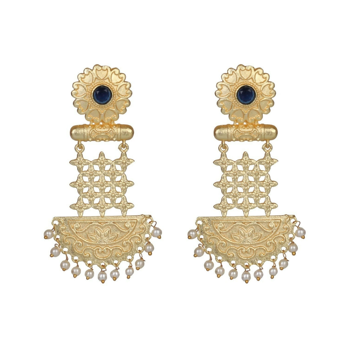 Joban Fashion Women Matte Gold Brass Earrings | Grocsy