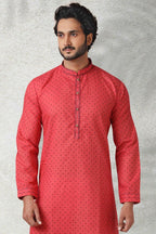 Raivat Ethnic Cotton Printed Work Kurta Pajama In Pink Colour | Grocsy