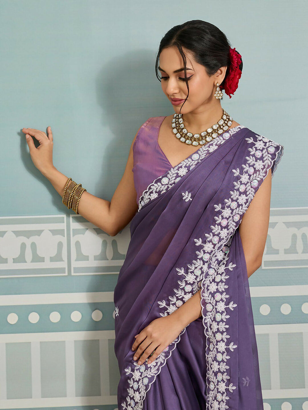 Teeya Creation New Trendy Party Wear Soft Silk Saree-Lavender | Grocsy