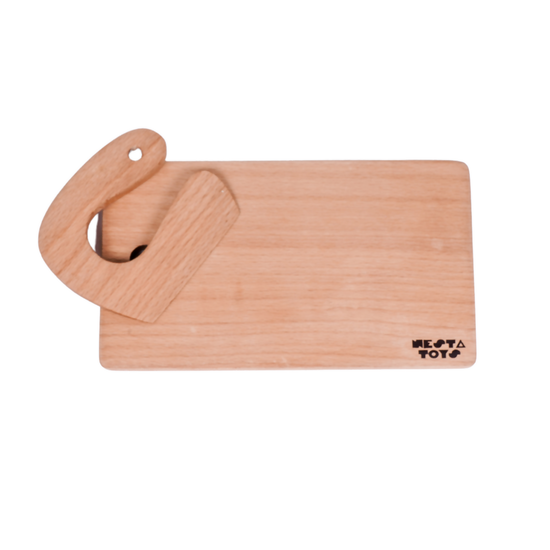 Nesta Toys Montessori Chopping Board & Knife for Babies & Toddlers, Safe Cutting Tool for Kids, Kitchen Pretend Play Toys | Grocsy