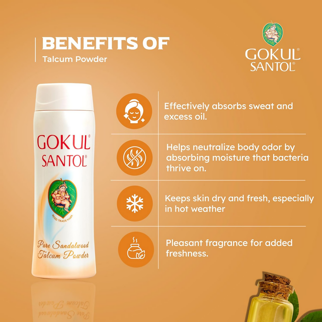 Gokul Santol Pure Sandalwood Talcum Powder | Grocsy
