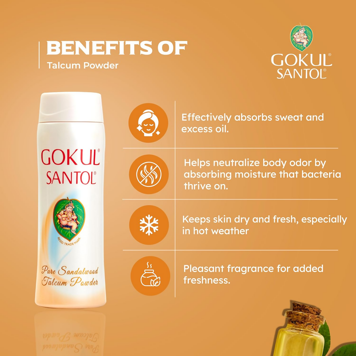 Gokul Santol Pure Sandalwood Talcum Powder | Grocsy