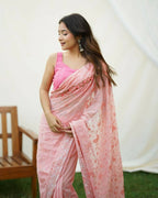 Vamsee Jasmin Peach Uae Georgette Saree | Grocsy