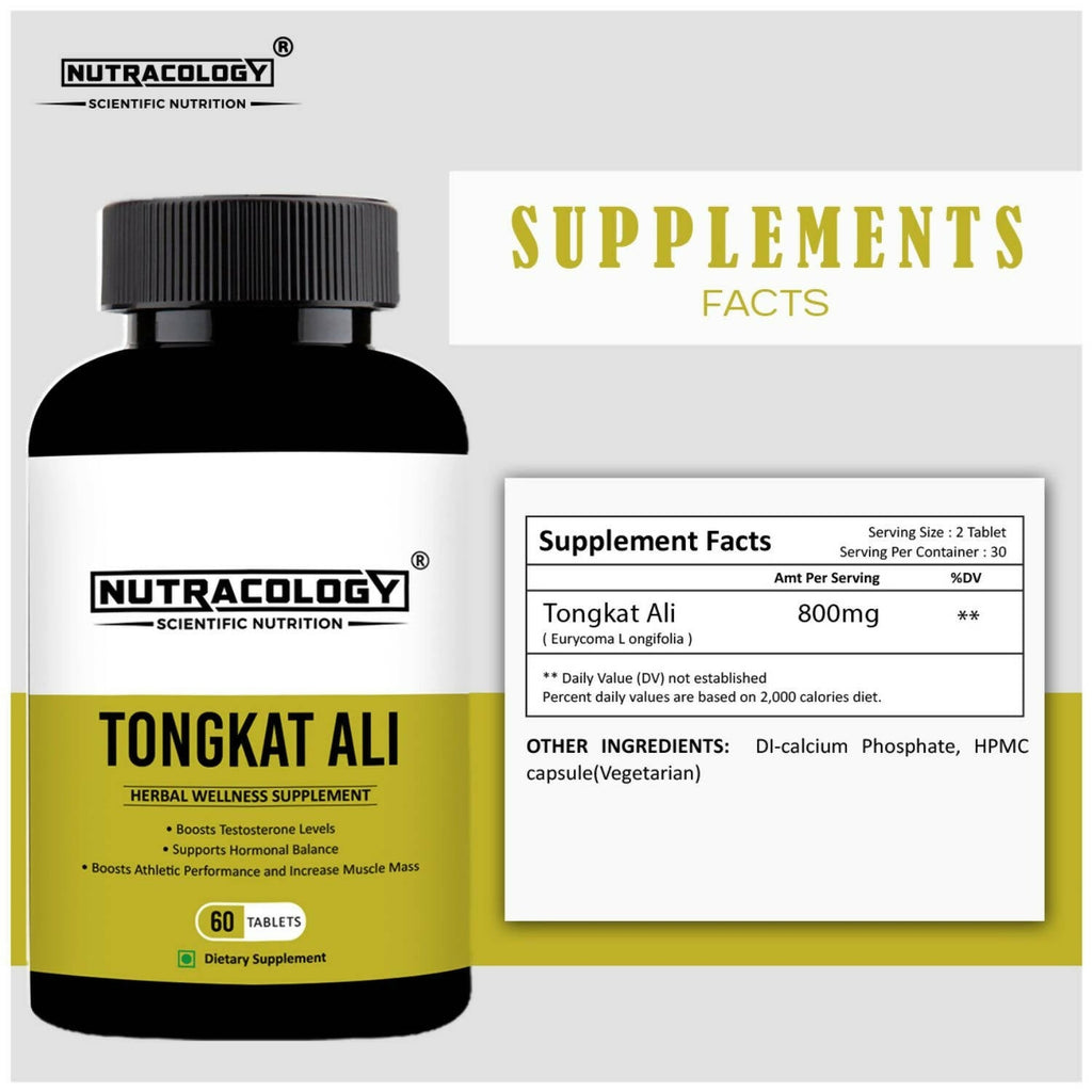 Nutracology Tongkat Ali Testosterone Booster For Stamina Energy and Endurance Tablets | Grocsy