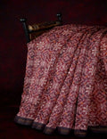 Wine Colored Floral Design Semi Chanderi Saree By Gayathri Reddy Designer Studio | Grocsy