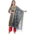 A R Silk Women's Vanarsi Silk Zari Embroidery Grey Fancy Dupatta | Grocsy
