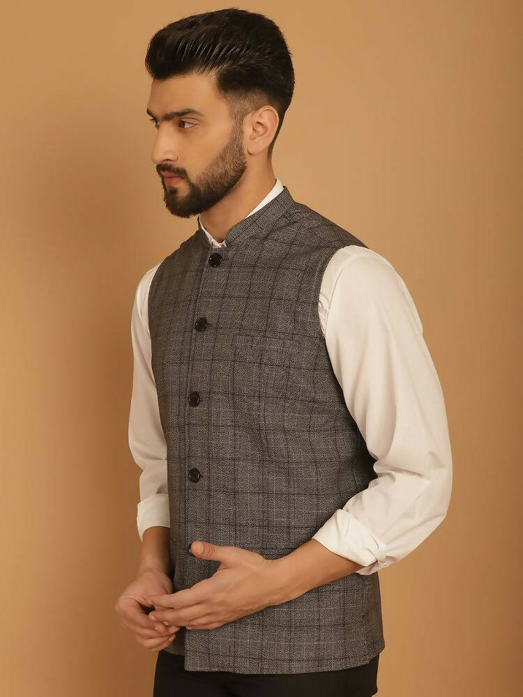 Even Apparels Nehru Jacket With Welt Pockets - Grey | Grocsy