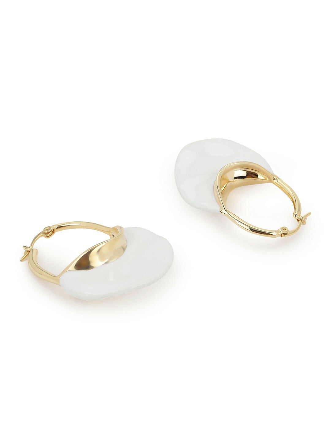 White Mother of Pearls Stone Earrings- Ruby Raang | Grocsy