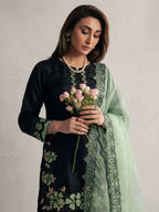Teeya Creation Women's Fancy Stylish Heavy Embroidery Sequence Work With Rivet Moti Work Green Kurta Set | Grocsy