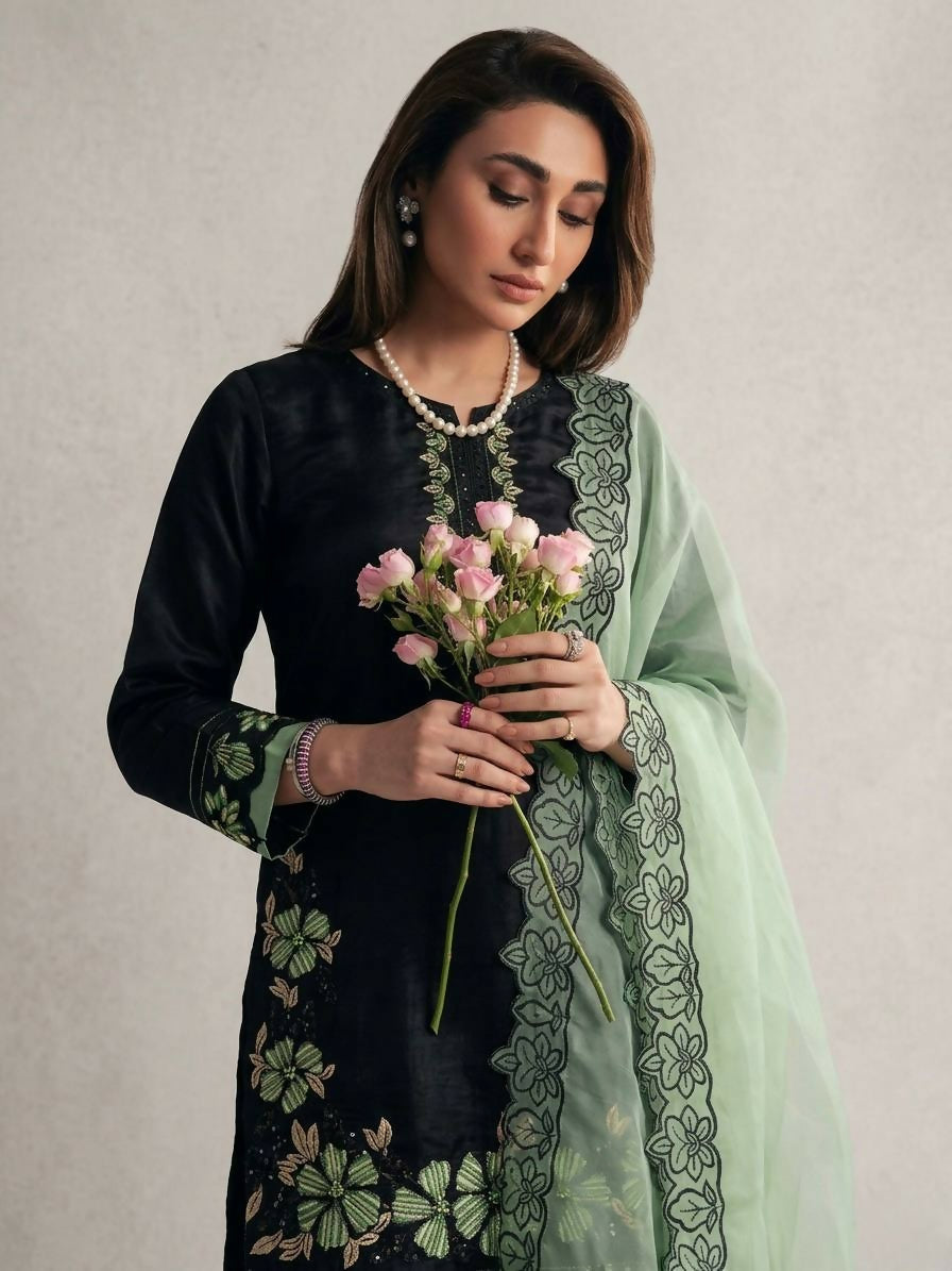 Teeya Creation Women's Fancy Stylish Heavy Embroidery Sequence Work With Rivet Moti Work Green Kurta Set | Grocsy