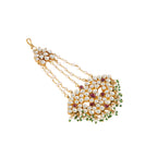 Nuyug 22K Gold-Plated Kundan & Red Stone Studded Jhumar Paasa Head Jewellery | Grocsy