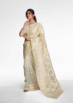 Vamsee White Organza Saree | Grocsy