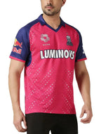 Rajasthan Royals Men Pink Typography Printed Half Sleeves Jersey IPL, T20 | Grocsy