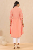 Juniper Womens Blush Pink Cotton Slub Solid Mid Length Shirt Dress With Lace Detailing | Grocsy