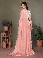 Designer Partywear Peach Banglor Fancy Saree - Kanak | Grocsy