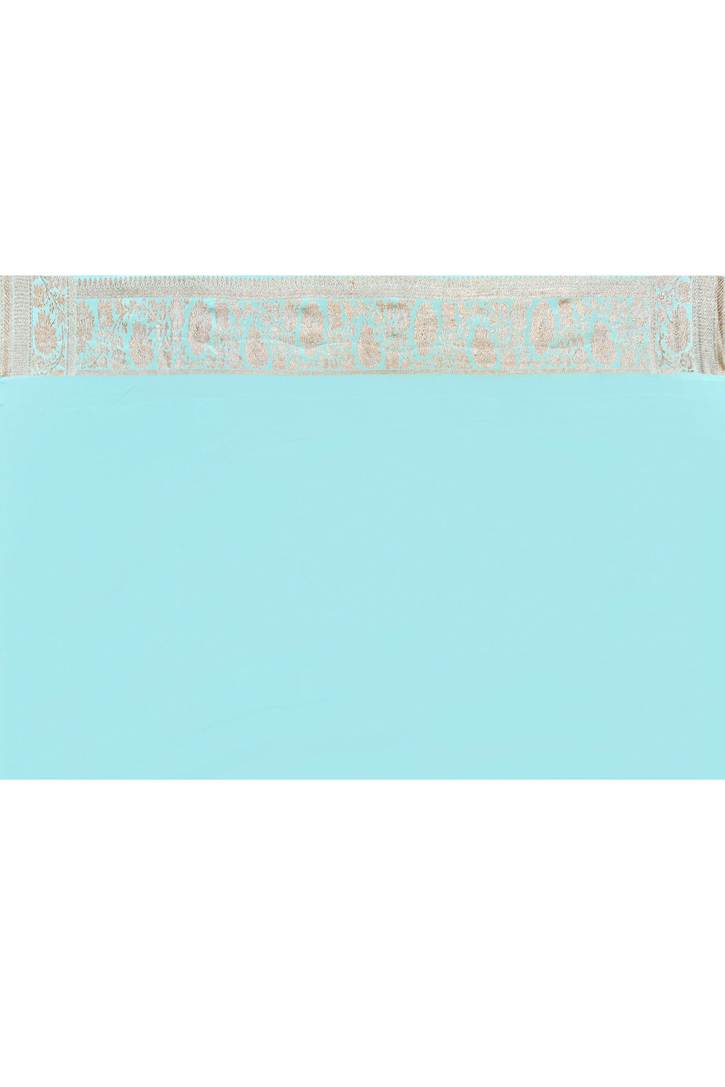Joban Fashion Aqua Crepe Chiffon Pure Handloom Banarasi Silk Saree | Grocsy