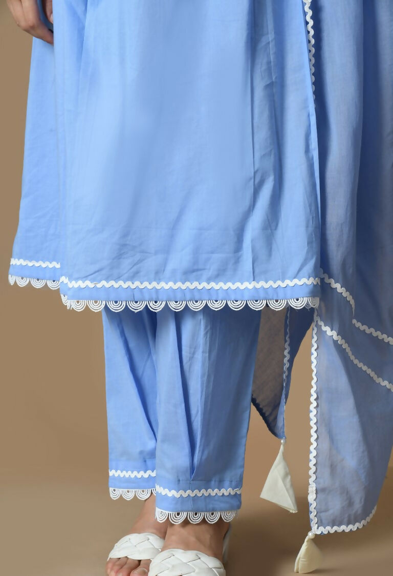 Joban Fashion L.Blue Cotton Kurta Set | Grocsy