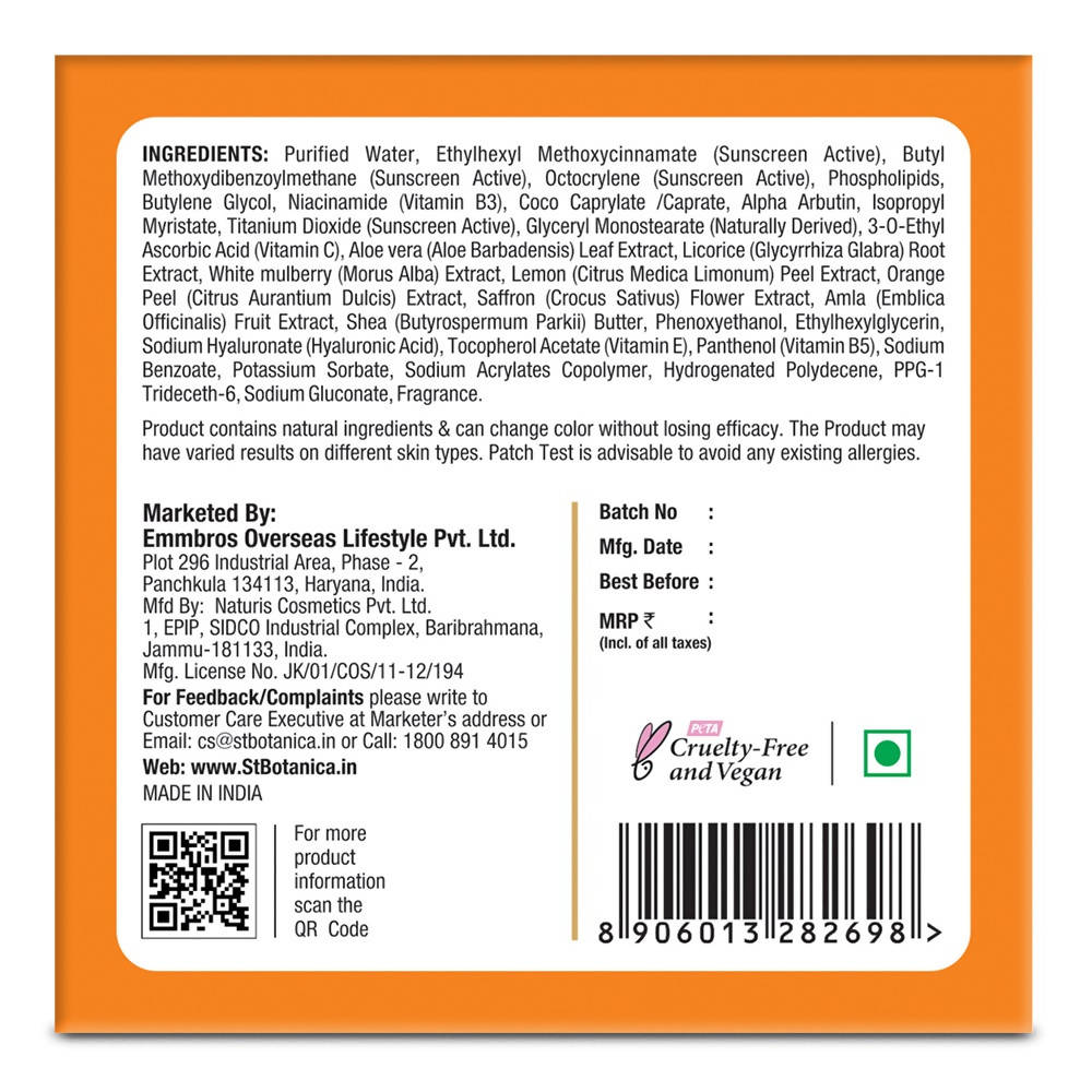 St.Botanica Vitamin C, E & Hyaluronic Acid De-Pigmentation Cream | Grocsy
