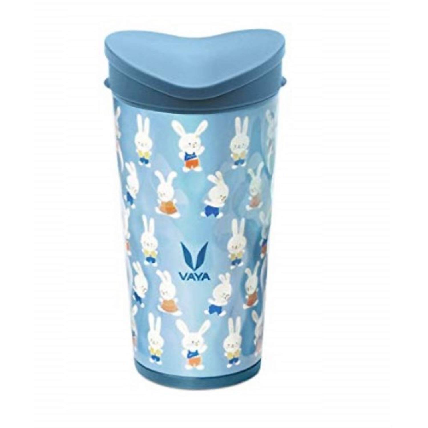 Vaya Drynk Stainless Steel Strawless Silicone Bunnies Print Spout Tumbler With Spill-Proof Pediasafe Lid - 350ml (Blue) | Grocsy