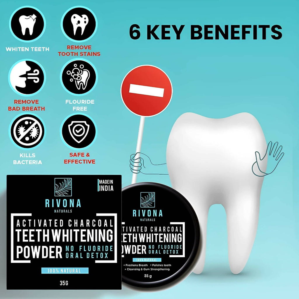 Rivona Naturals Activated Charcoal Teeth Whitening Powder | Grocsy
