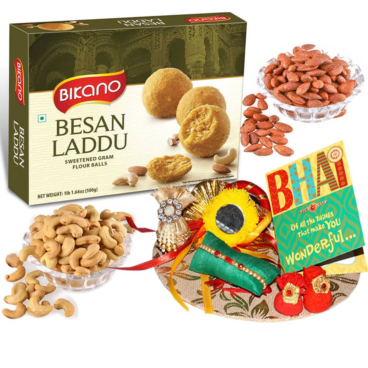 Bikano Besan Laddoo and Dryfruits Rakhi Gifts | Grocsy
