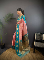 Joban Fashion Teal Butti Banarasi Silk Sarees | Grocsy