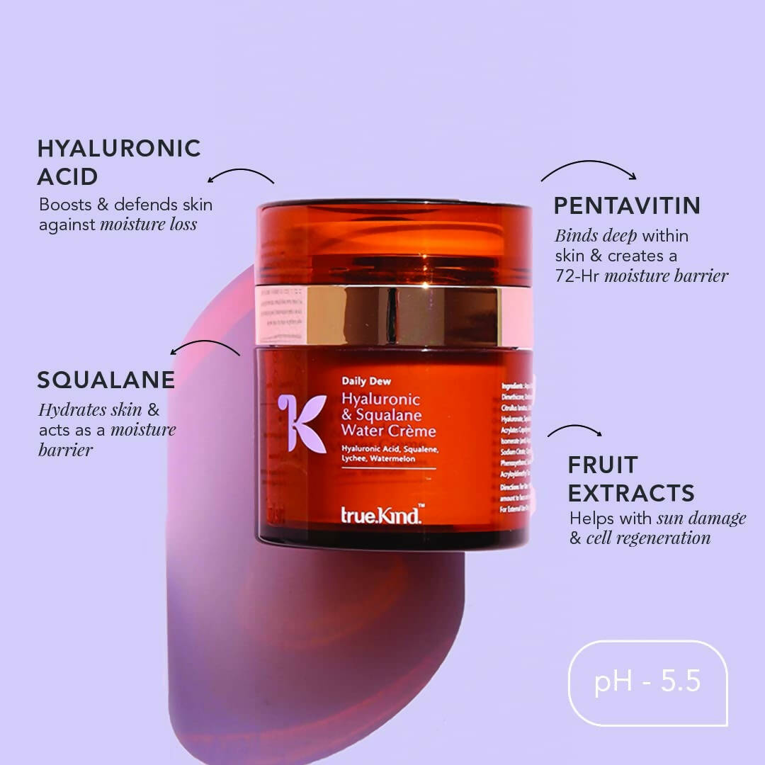 True Kind Daily Dew Hyaluronic & Squalane Water Crème Moisturiser | Grocsy