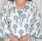 Miravan Women's Plus Size Off White Floral Printed Cotton Flex Kurta with Pant | Grocsy